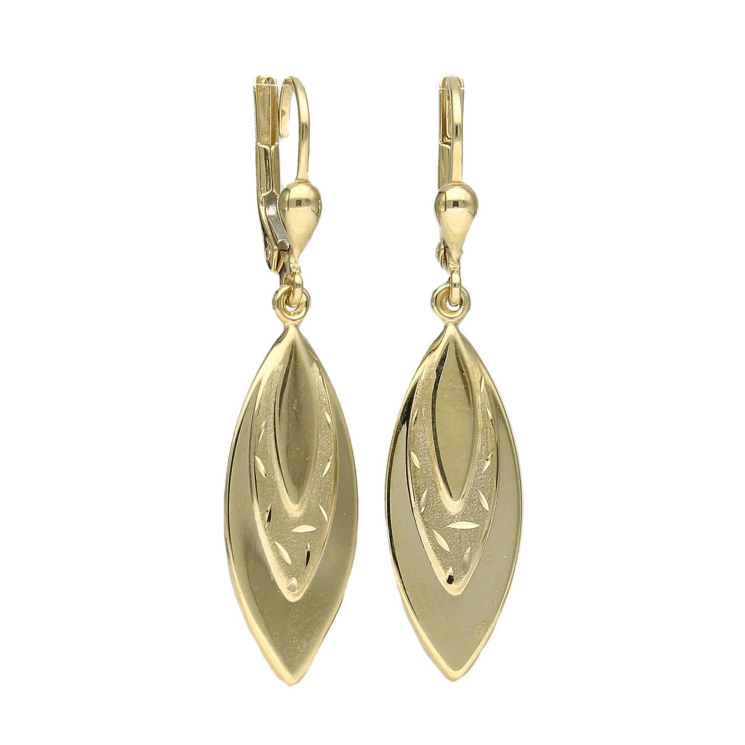 Złote kolczyki wiszące łezki z ozdobnym wzorem KL 5753A.jpg